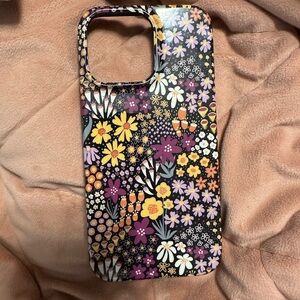 iPhone 14 Pro Max Vibrant Floral Phone Case - Black and Multicolor